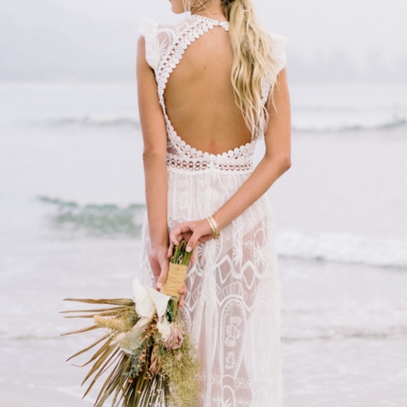 For Love and  Lemons bridal shower or wedding dress, white lace, bridal gown, S - Picture 4 of 13